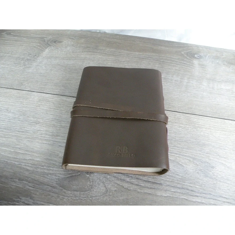 Ricco Bello Leather Journal Notebook Diary Rustic Vintage Style Brown Strap Wrap